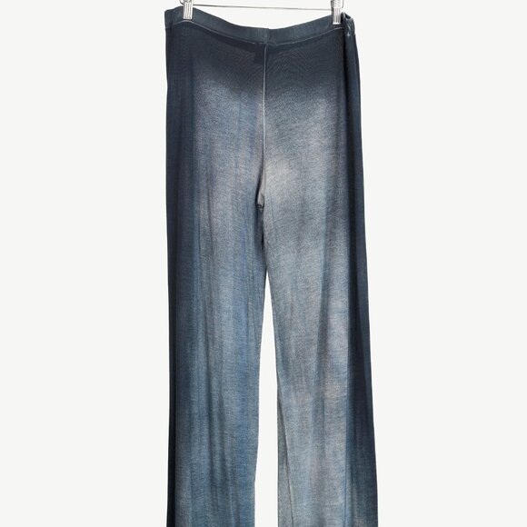 Avant Toi Navy Faded-Effect Jersey Wide-Leg Pants - Picture 2 of 7